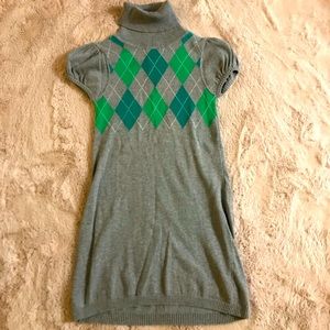 Body Central Argyle Print Turtleneck Sweater Dress